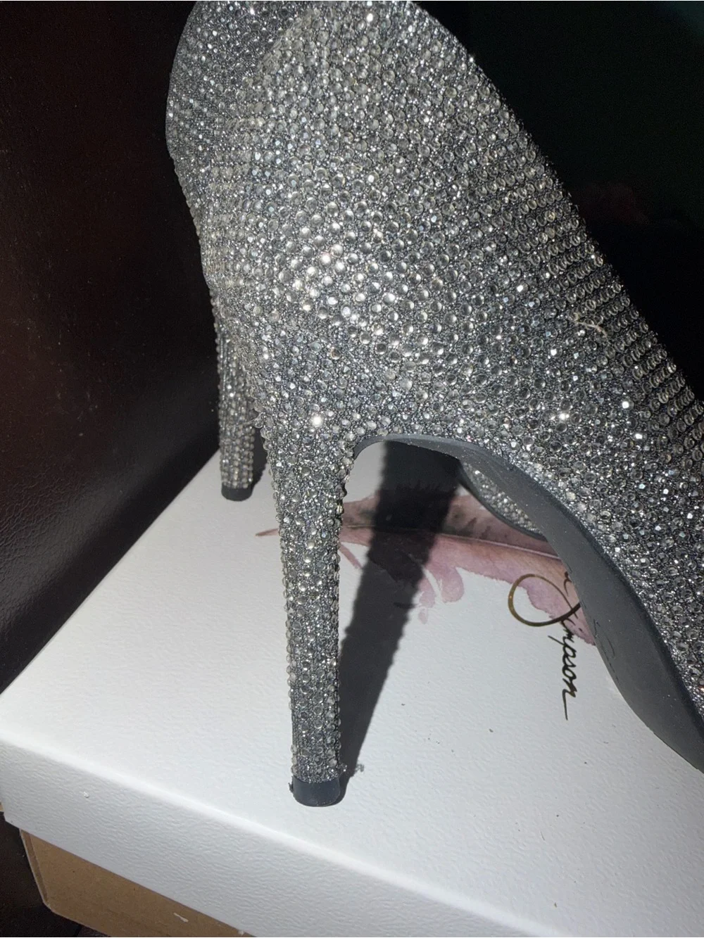 Jessica Simpson Silver Glitter Pointed-Toe Stiletto Pumps